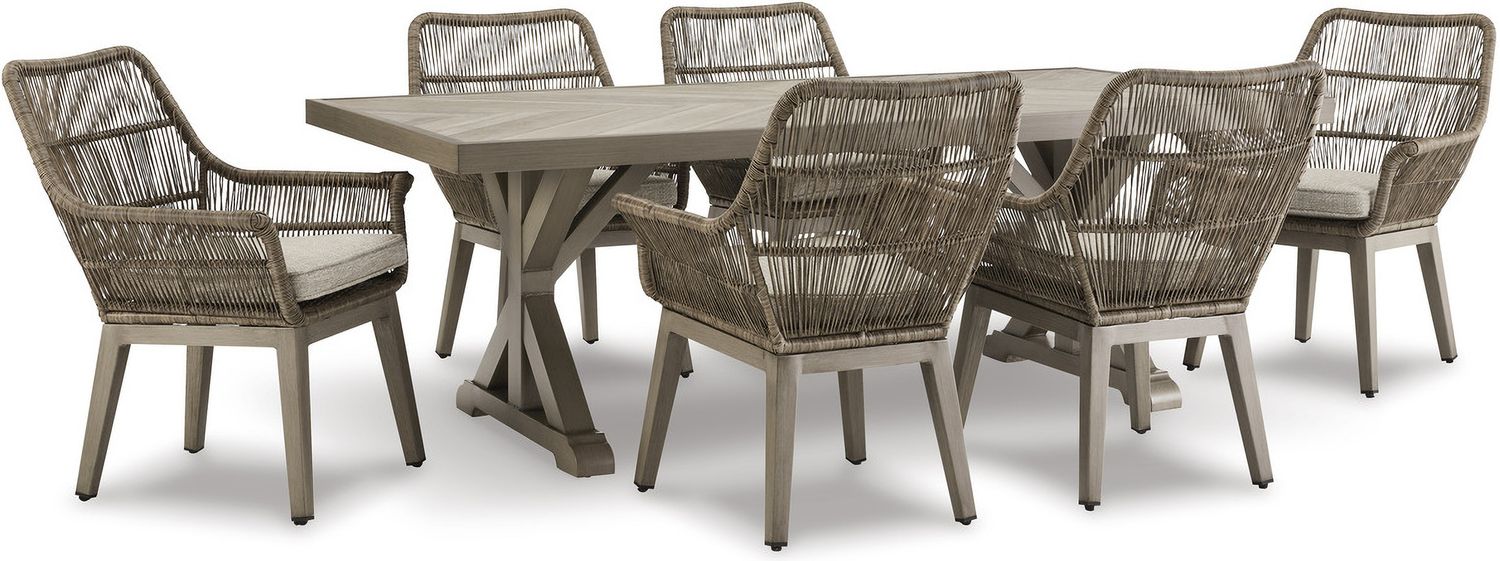 Beach Front Beige Arm Chair With Cushion Set Of 2 P399601A