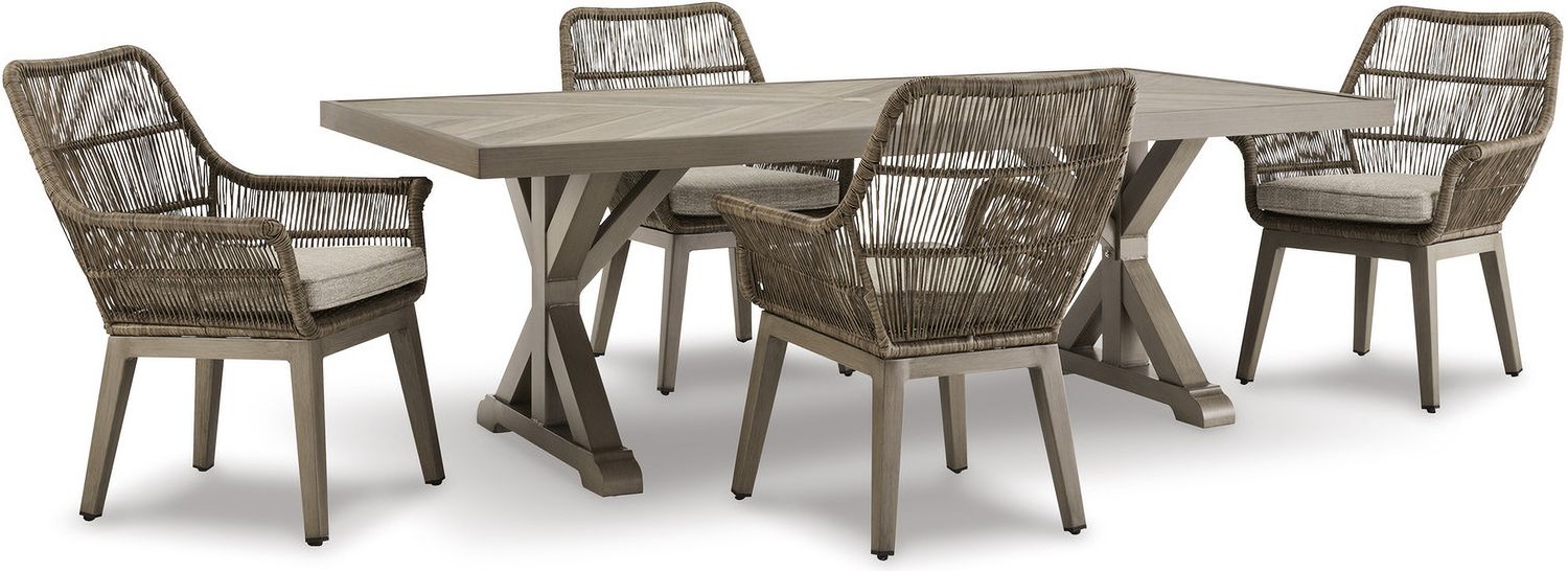 Beach Front Beige Arm Chair With Cushion Set Of 2 P399601A