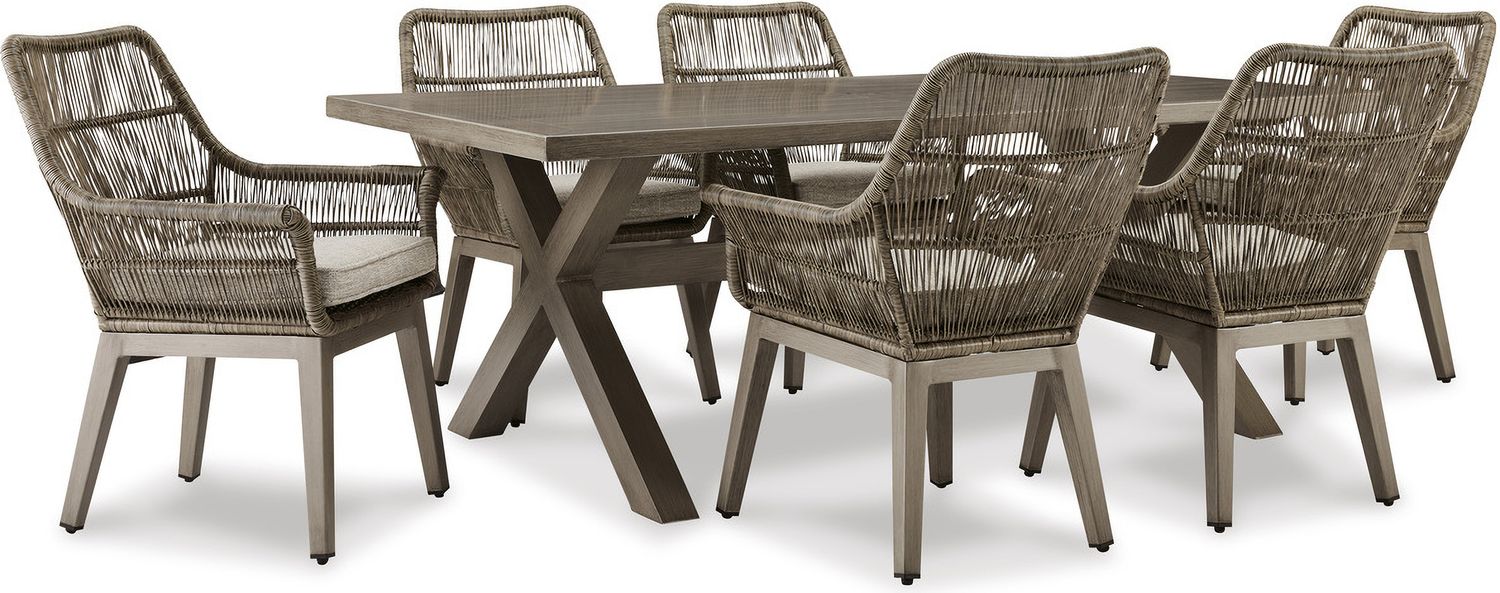 Beach Front Beige Arm Chair With Cushion Set Of 2 P399601A