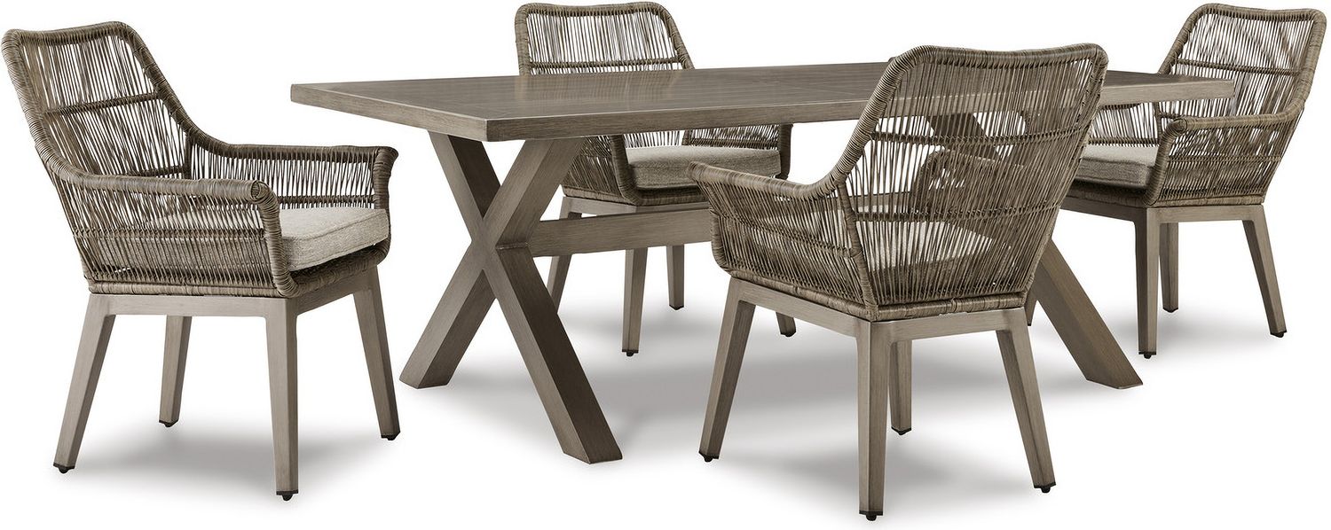 Beach Front Beige Arm Chair With Cushion Set Of 2 P399601A