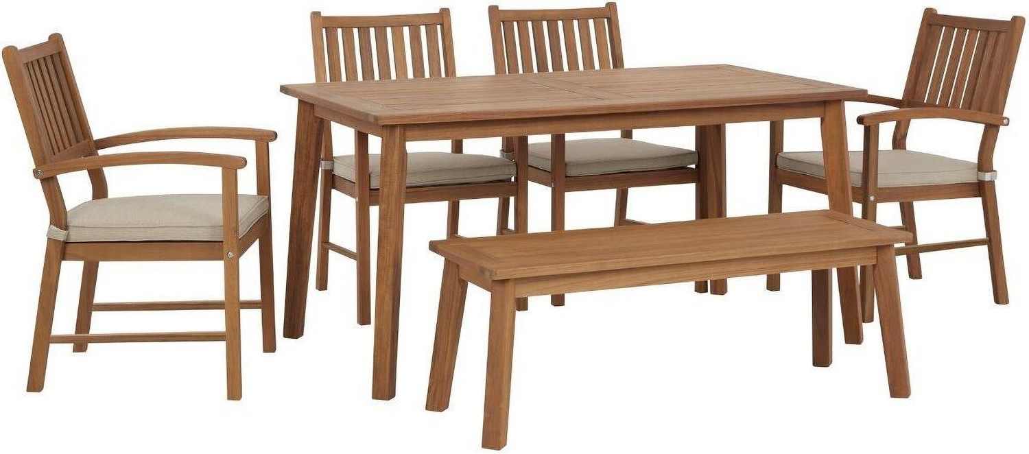 Janiyah Light Brown Outdoor Dining Bench P407600