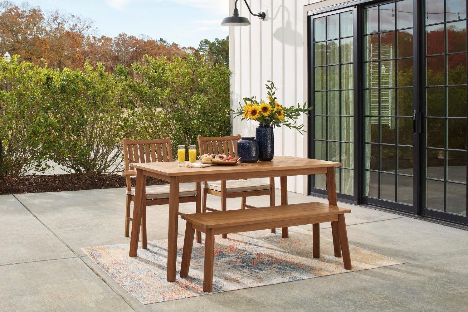 Janiyah Light Brown Outdoor Dining Bench P407600
