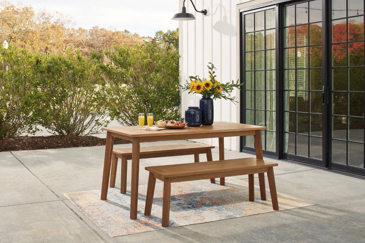 Janiyah Light Brown Outdoor Dining Bench P407600