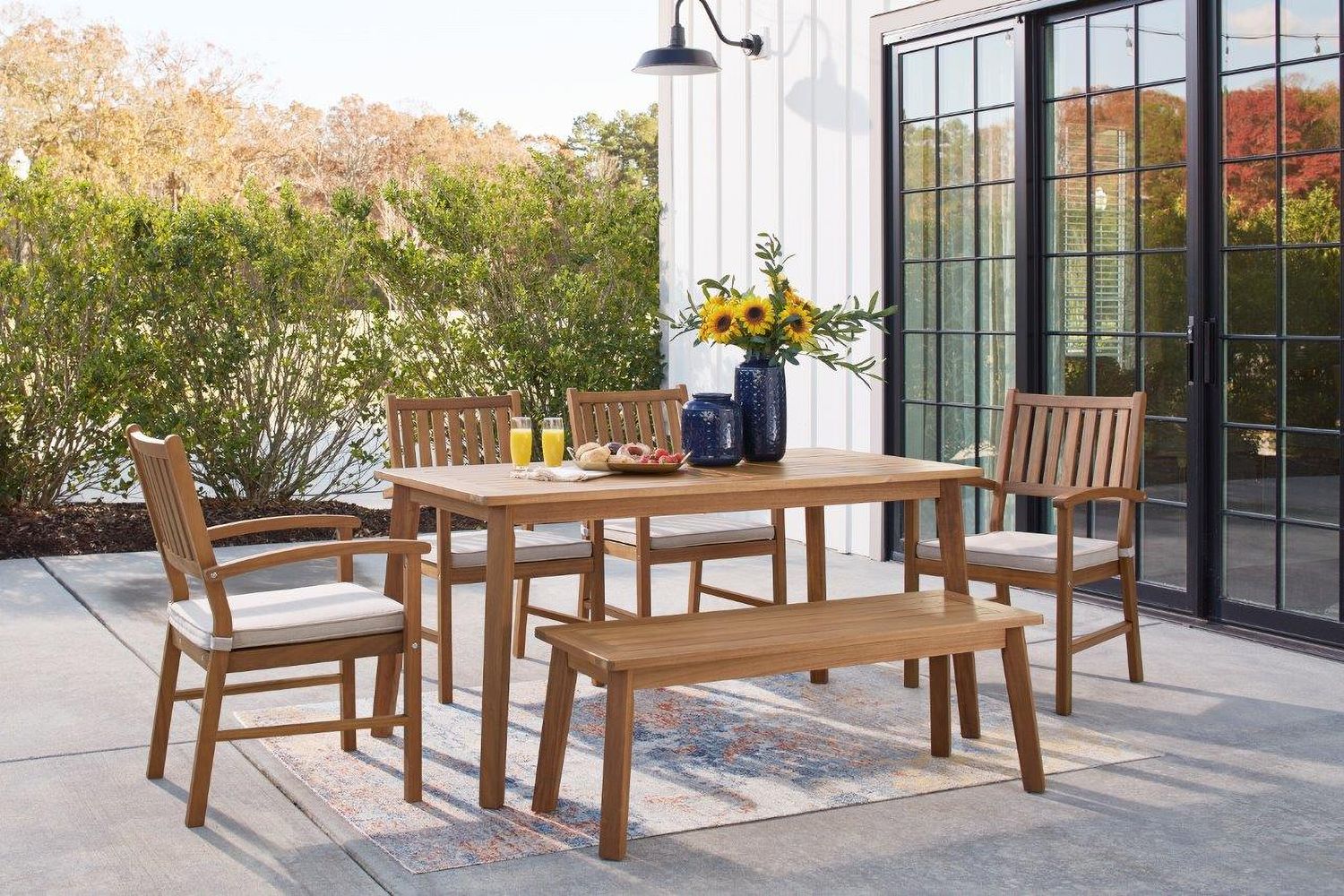 Janiyah Light Brown Outdoor Dining Bench P407600