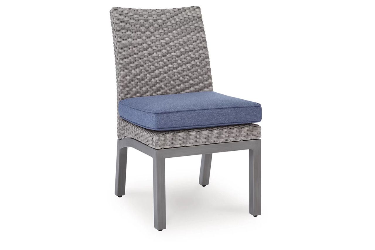 Dillon Beach Outdoor Side Chair with Cushion Set of 2 In Gray and Blue P418601