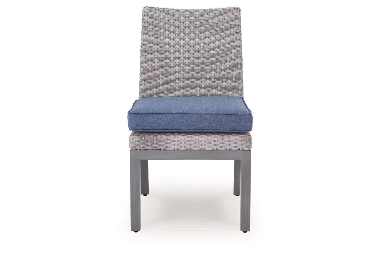 Dillon Beach Outdoor Side Chair with Cushion Set of 2 In Gray and Blue P418601