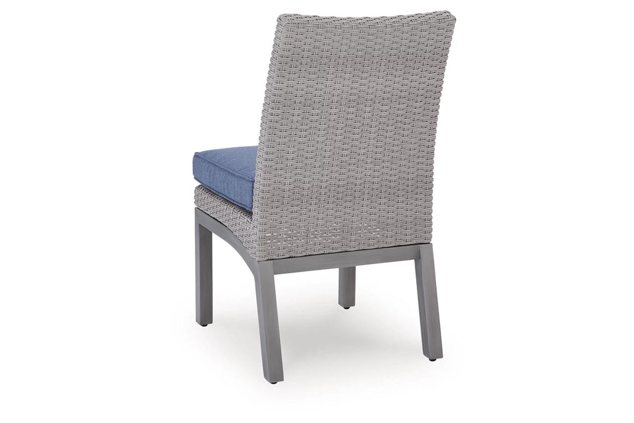 Dillon Beach Outdoor Side Chair with Cushion Set of 2 In Gray and Blue P418601
