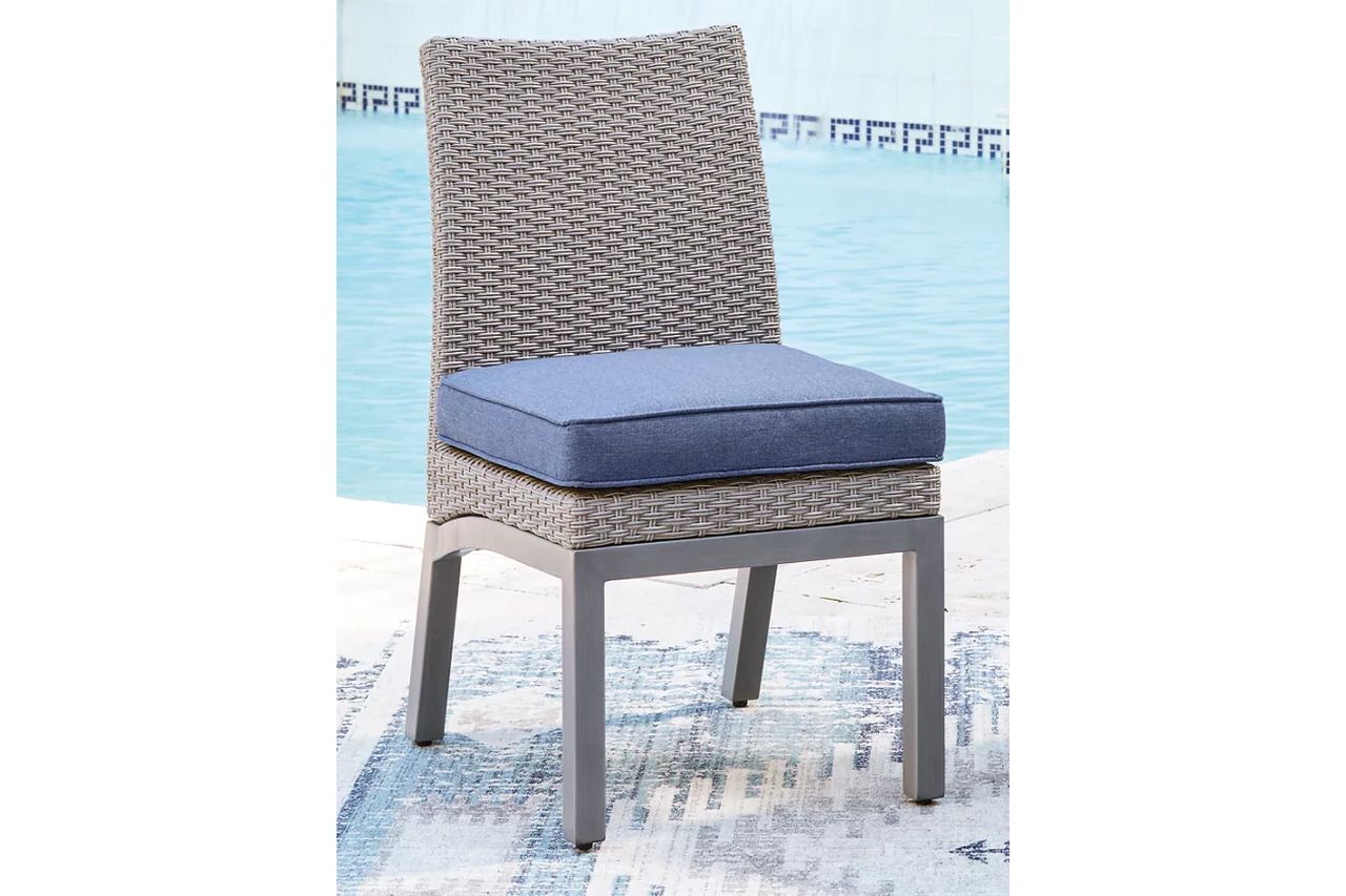 Dillon Beach Outdoor Side Chair with Cushion Set of 2 In Gray and Blue P418601