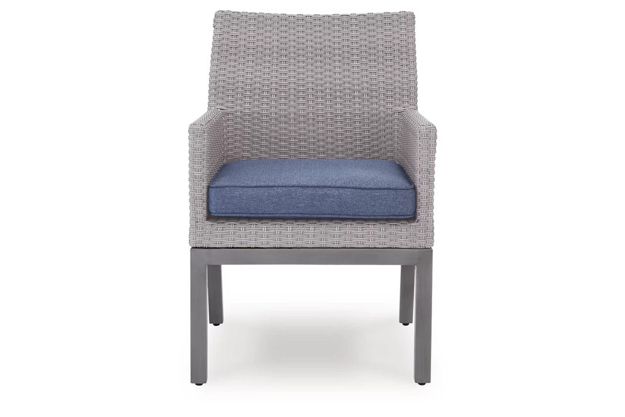 Dillon Beach Outdoor Arm Chair with Cushion Set of 2 In Gray and Blue P418601A