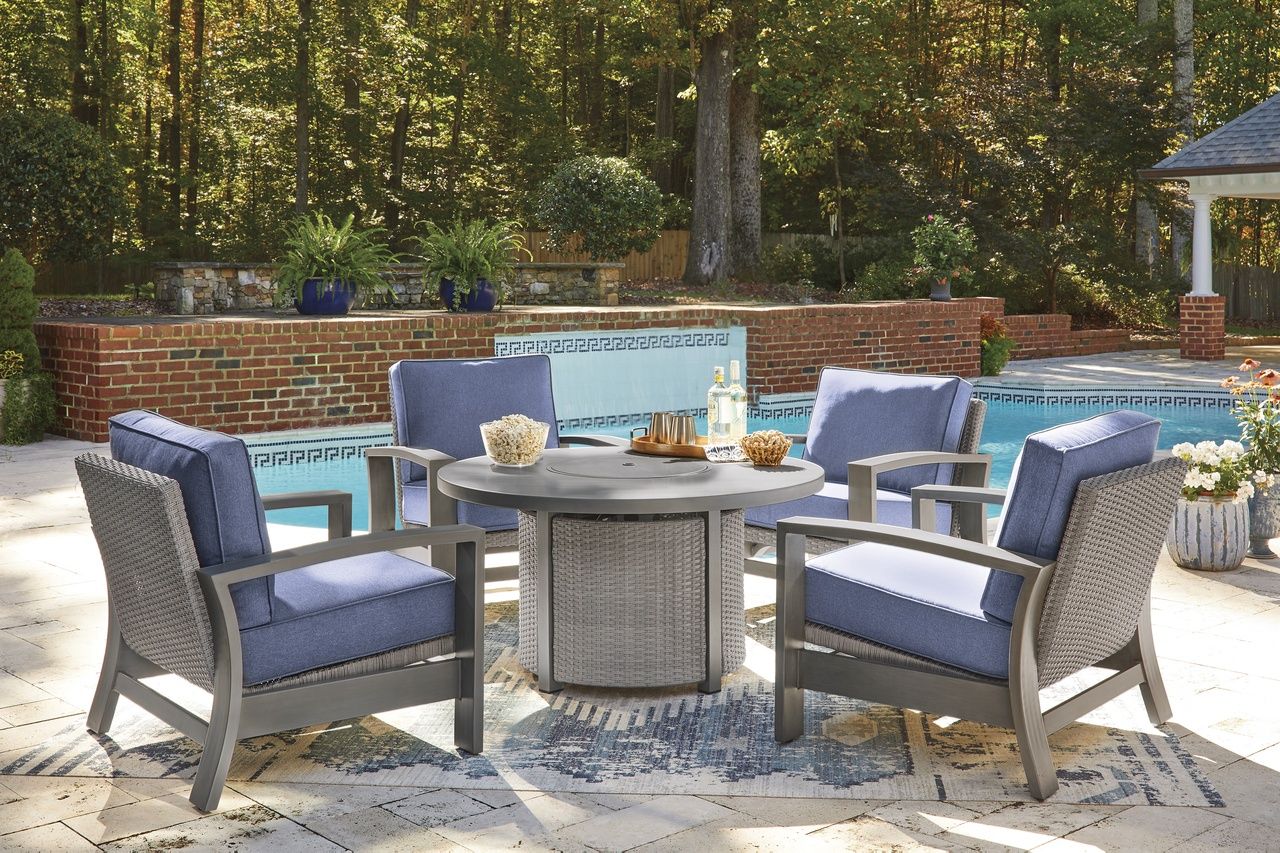 Dillon Beach Outdoor Spring Lounge Chair In Gray and Blue P418820