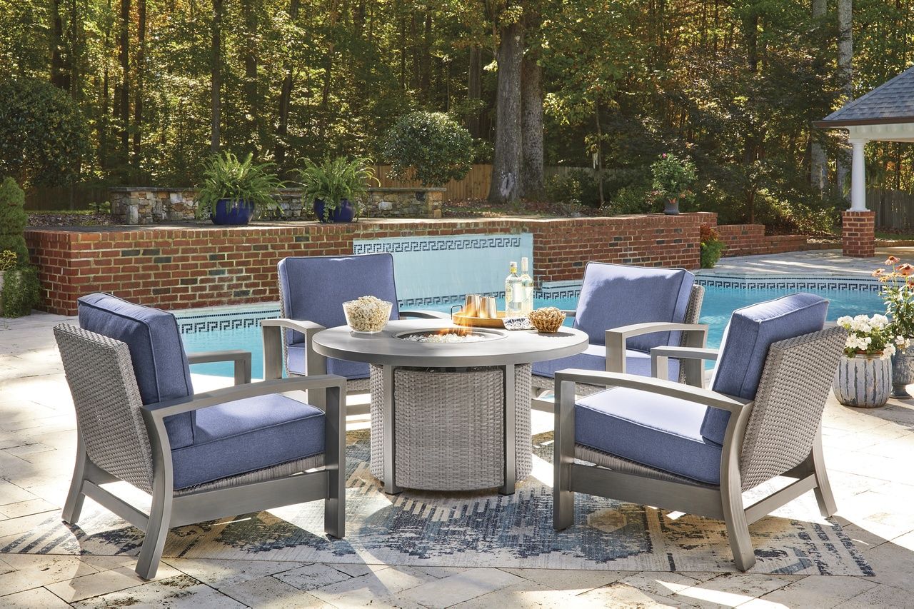 Dillon Beach Outdoor Spring Lounge Chair In Gray and Blue P418820