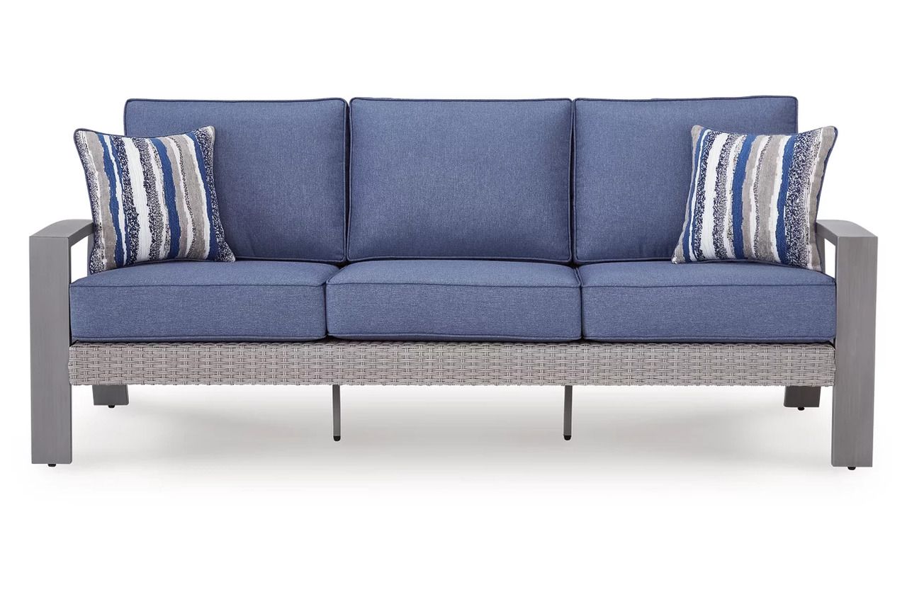 Dillon Beach Outdoor Sofa with Cushion In Gray and Blue P418838