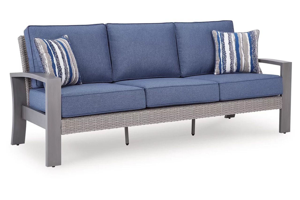 Dillon Beach Outdoor Sofa with Cushion In Gray and Blue P418838