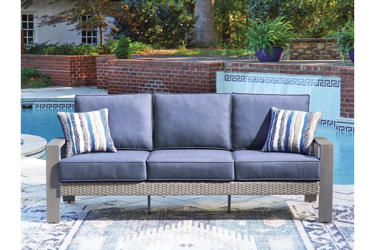 Dillon Beach Outdoor Sofa with Cushion In Gray and Blue P418838