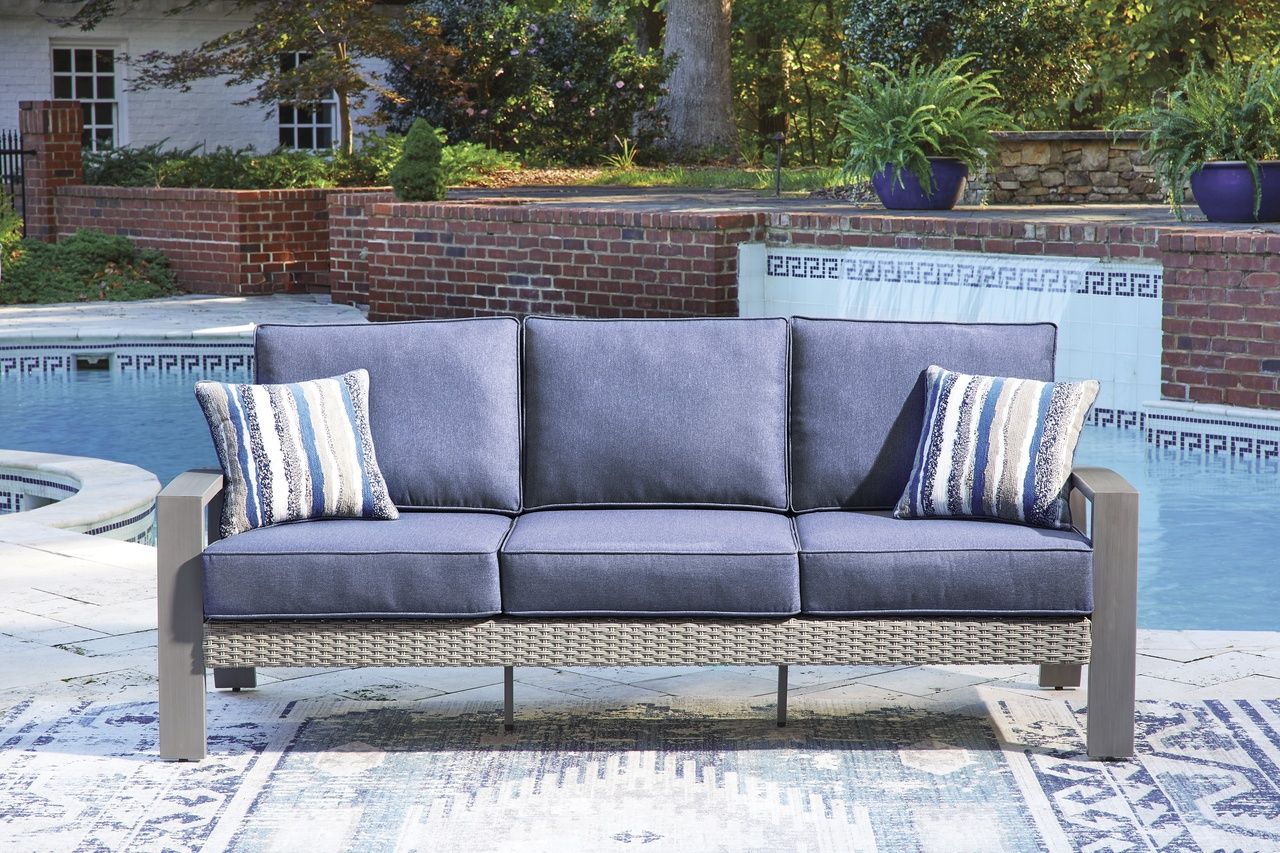 Dillon Beach Outdoor Sofa with Cushion In Gray and Blue P418838