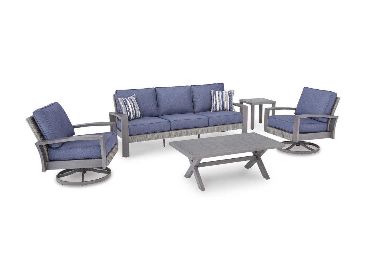 Dillon Beach Outdoor Sofa with Cushion In Gray and Blue P418838