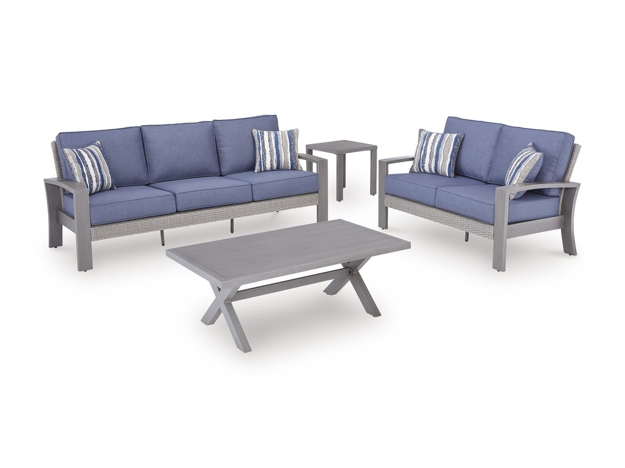 Dillon Beach Outdoor Sofa with Cushion In Gray and Blue P418838