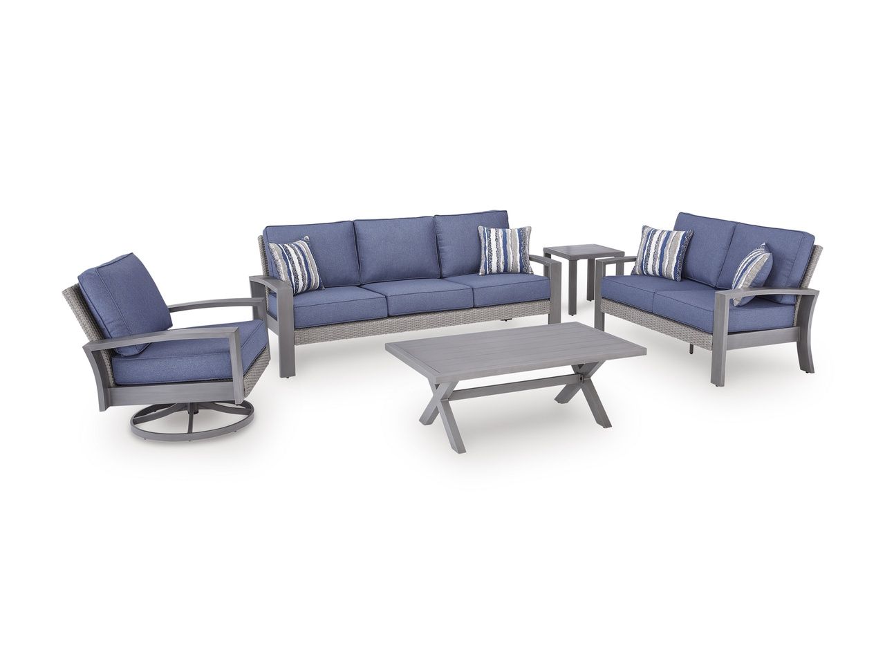 Dillon Beach Outdoor Sofa with Cushion In Gray and Blue P418838