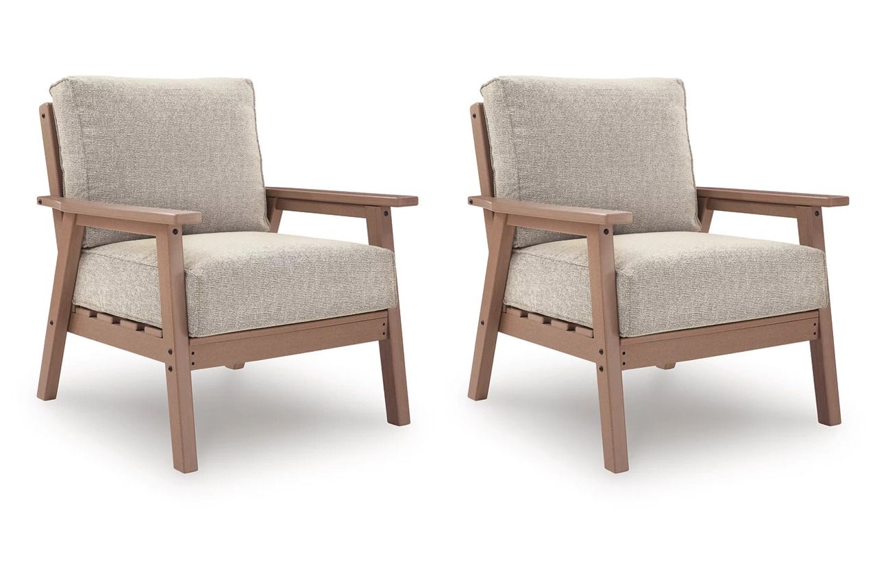 Cliffs Beach Outdoor Lounge Chair with Cushion Set of 2 In Driftwood P422820