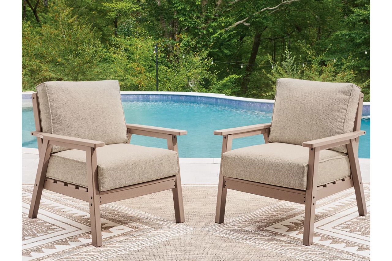 Cliffs Beach Outdoor Lounge Chair with Cushion Set of 2 In Driftwood P422820