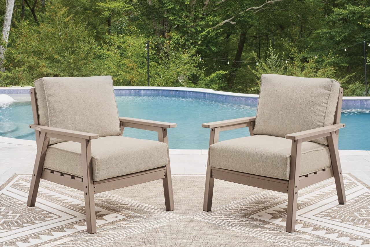 Cliffs Beach Outdoor Lounge Chair with Cushion Set of 2 In Driftwood P422820