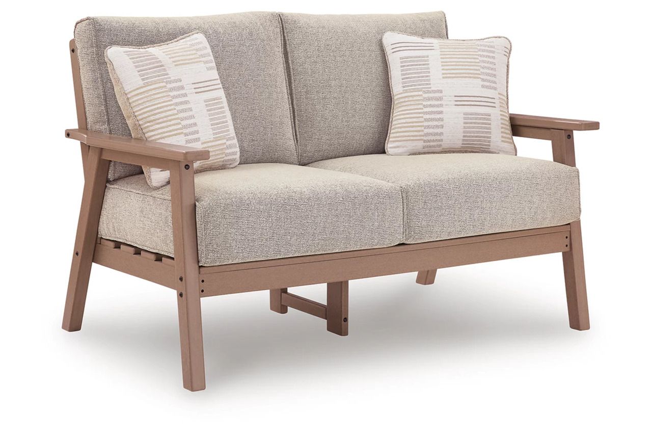 Cliffs Beach Outdoor Loveseat with Cushion In Driftwood P422835