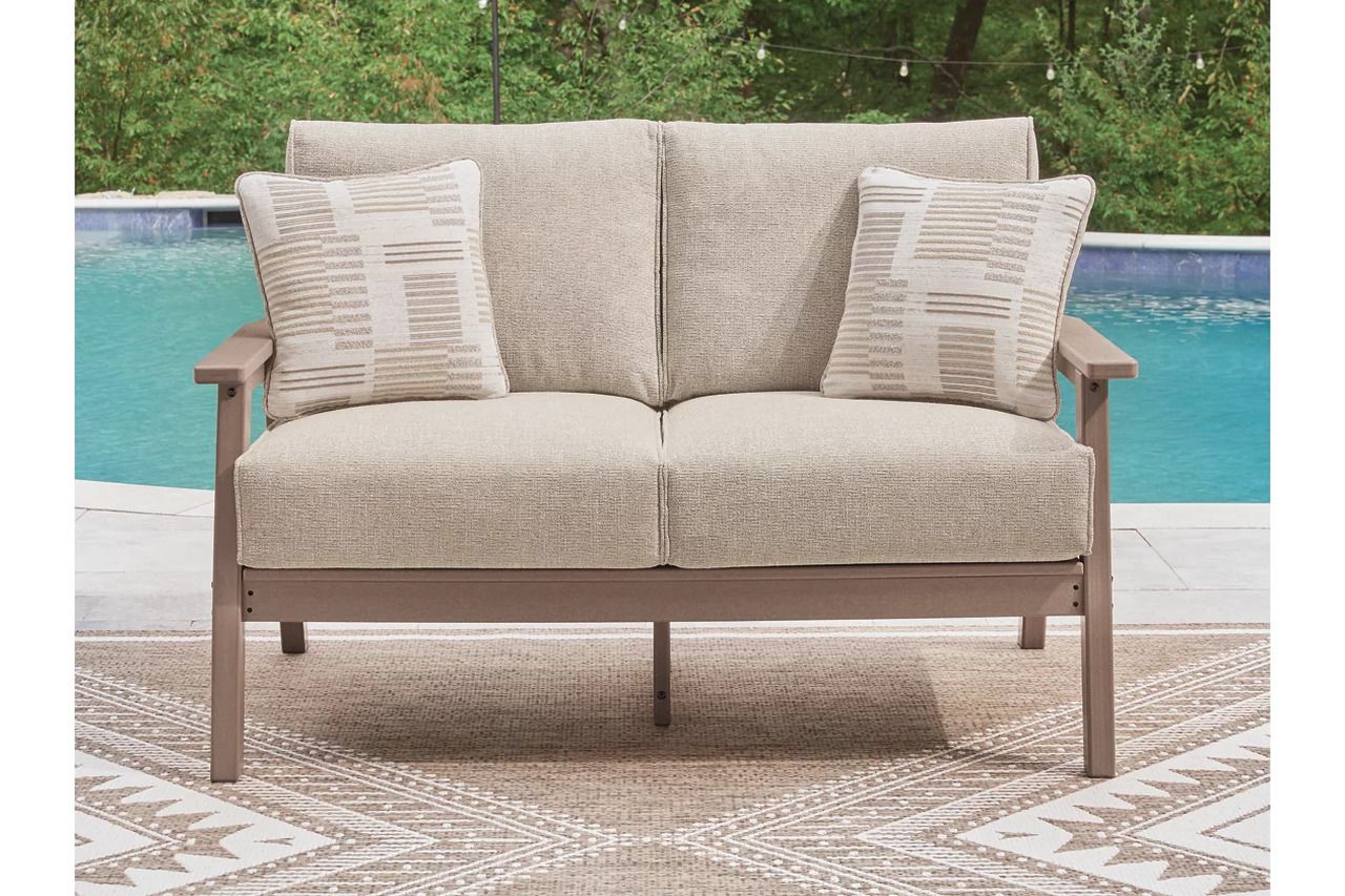 Cliffs Beach Outdoor Loveseat with Cushion In Driftwood P422835