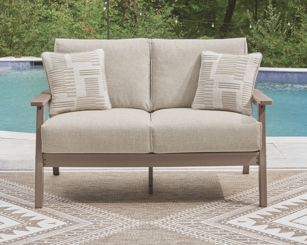 Cliffs Beach Outdoor Loveseat with Cushion In Driftwood P422835
