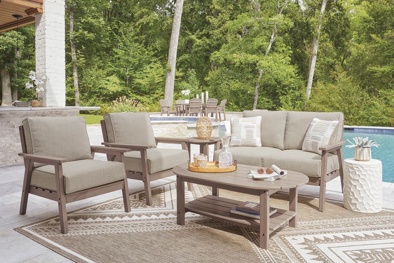 Cliffs Beach Outdoor Loveseat with Cushion In Driftwood P422835