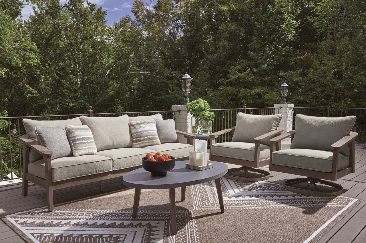Francis Beach Outdoor Coffee Table In Natural and Gray P428701