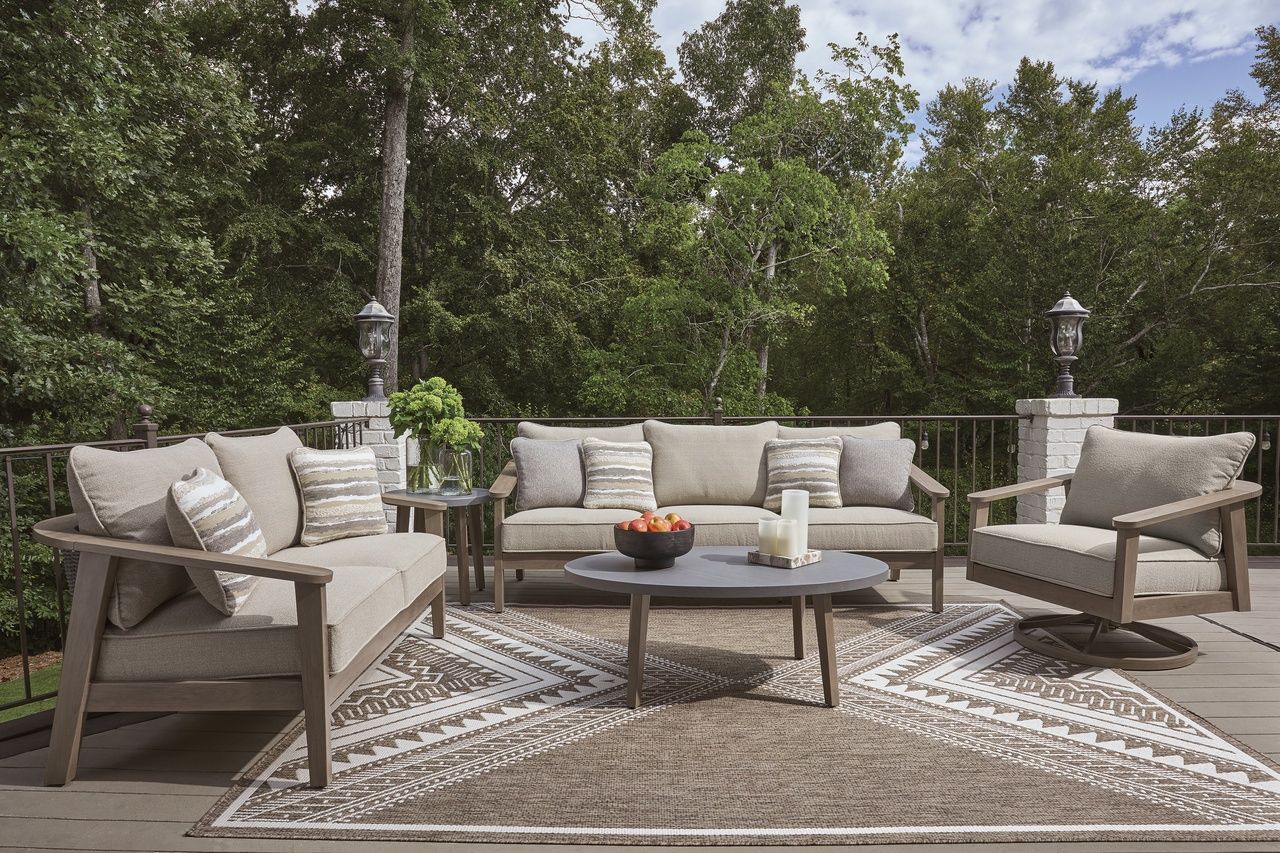 Francis Beach Outdoor Coffee Table In Natural and Gray P428701