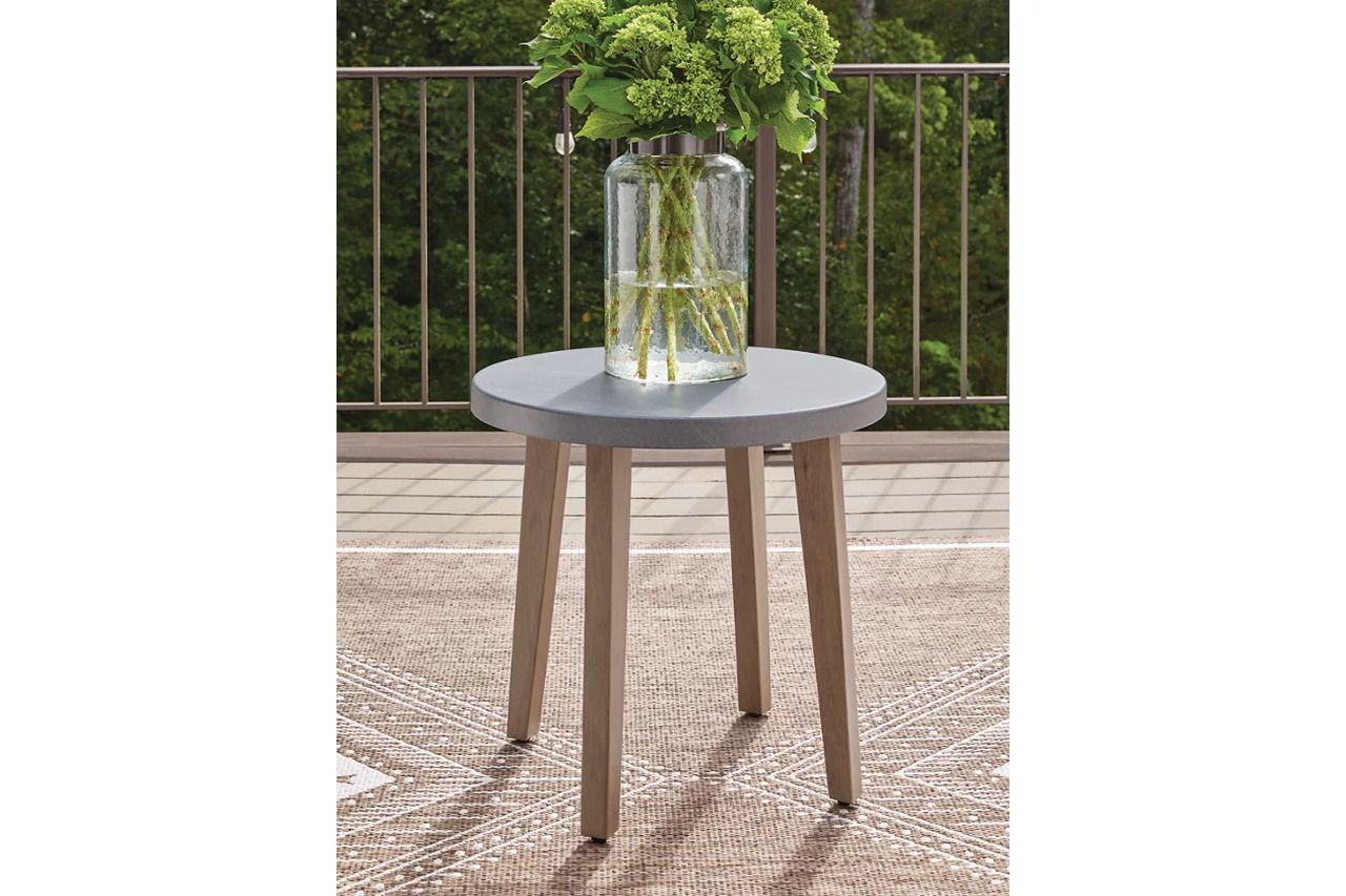Francis Beach Outdoor End Table In Natural and Gray P428706