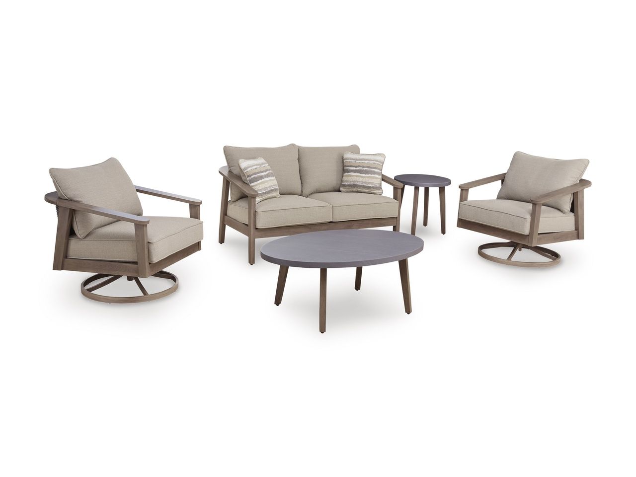 Francis Beach Outdoor Loveseat with Cushion In Natural and Gray P428835