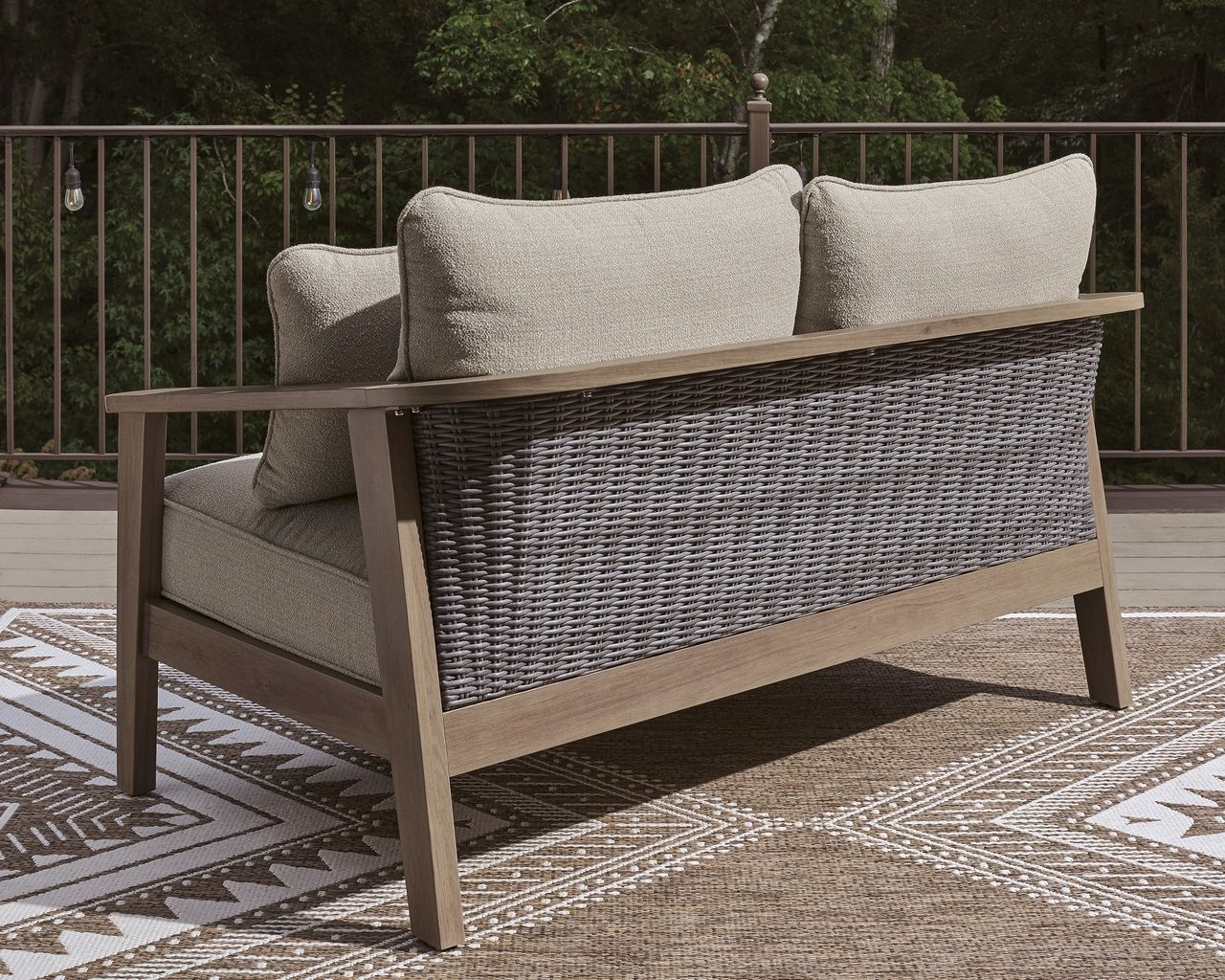 Francis Beach Outdoor Loveseat with Cushion In Natural and Gray P428835
