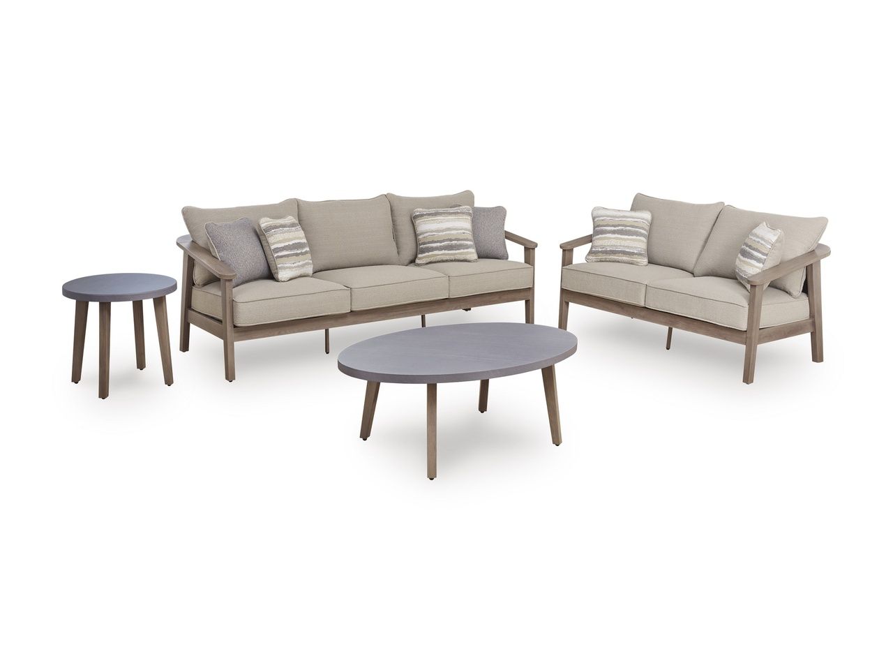 Francis Beach Outdoor Sofa with Cushion In Natural and Gray P428838
