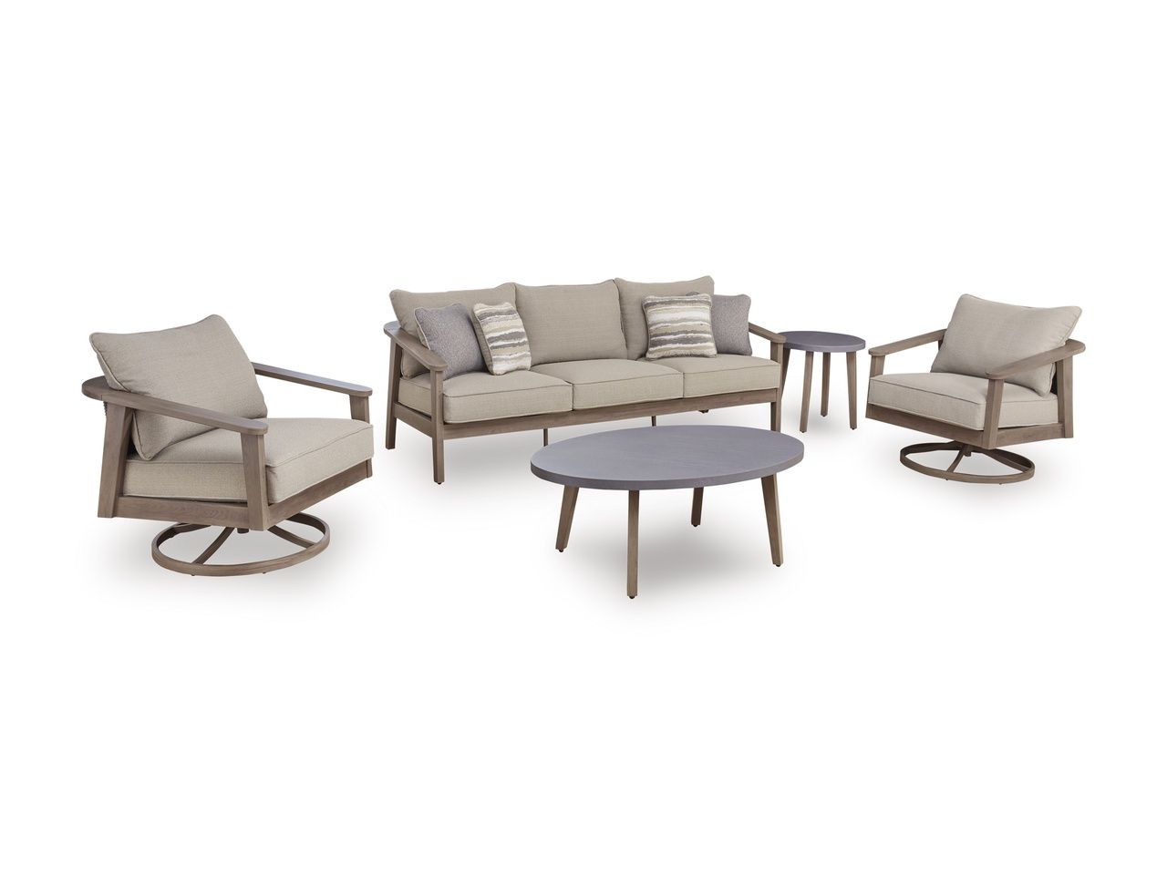 Francis Beach Outdoor Sofa with Cushion In Natural and Gray P428838