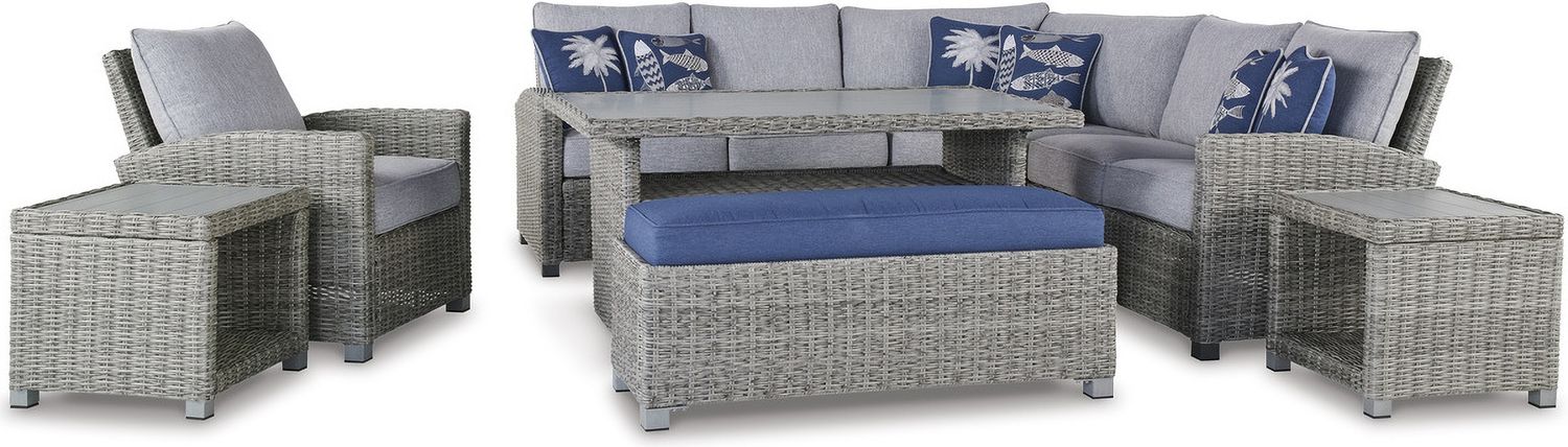 Naples Beach Light Gray Bench With Cushion P439600