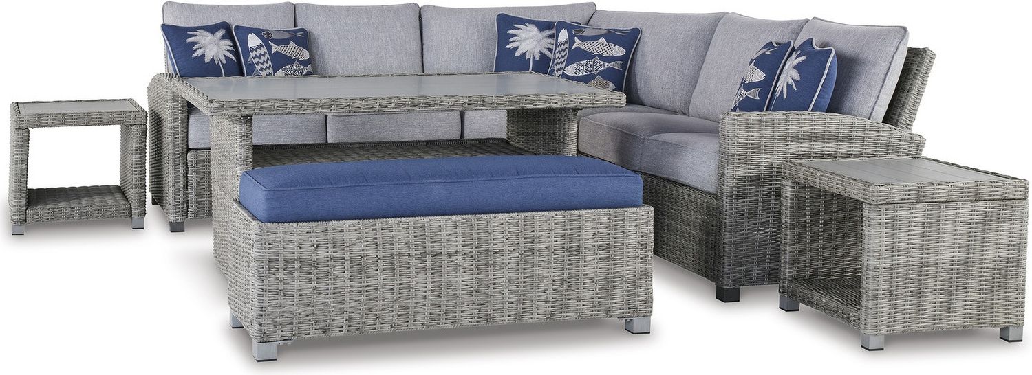 Naples Beach Light Gray Bench With Cushion P439600