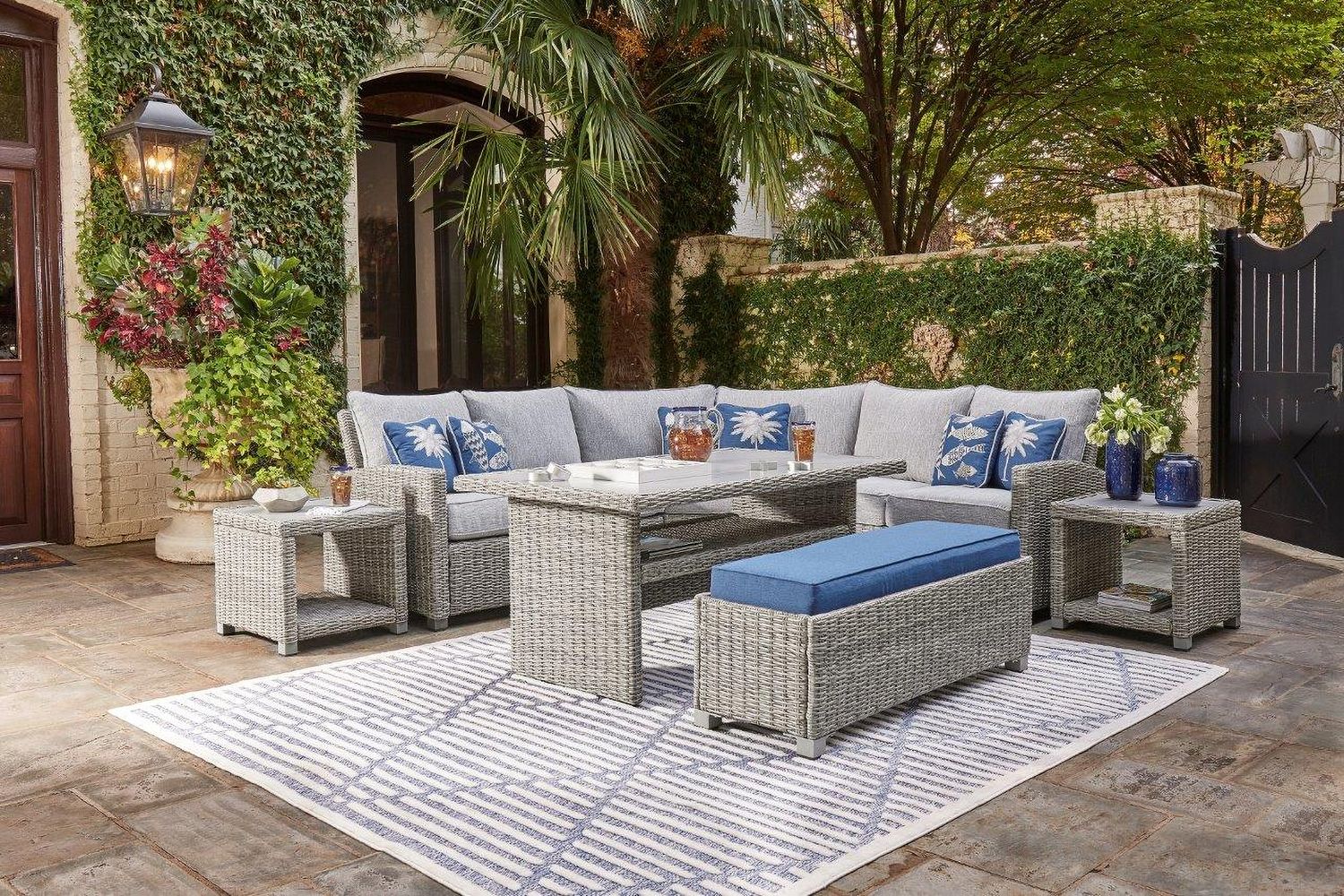 Naples Beach Light Gray Raf And Laf Loveseat With Cushion Set Of 2 P439854