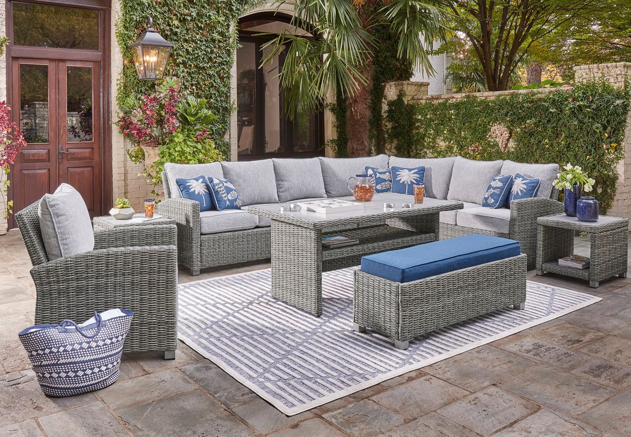 Naples Beach Light Gray Raf And Laf Loveseat With Cushion Set Of 2 P439854