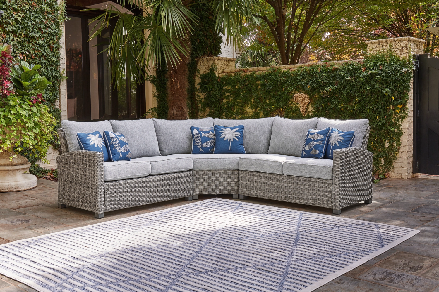 Naples Beach Light Grey And Beige Outdoor Sectional P439P1