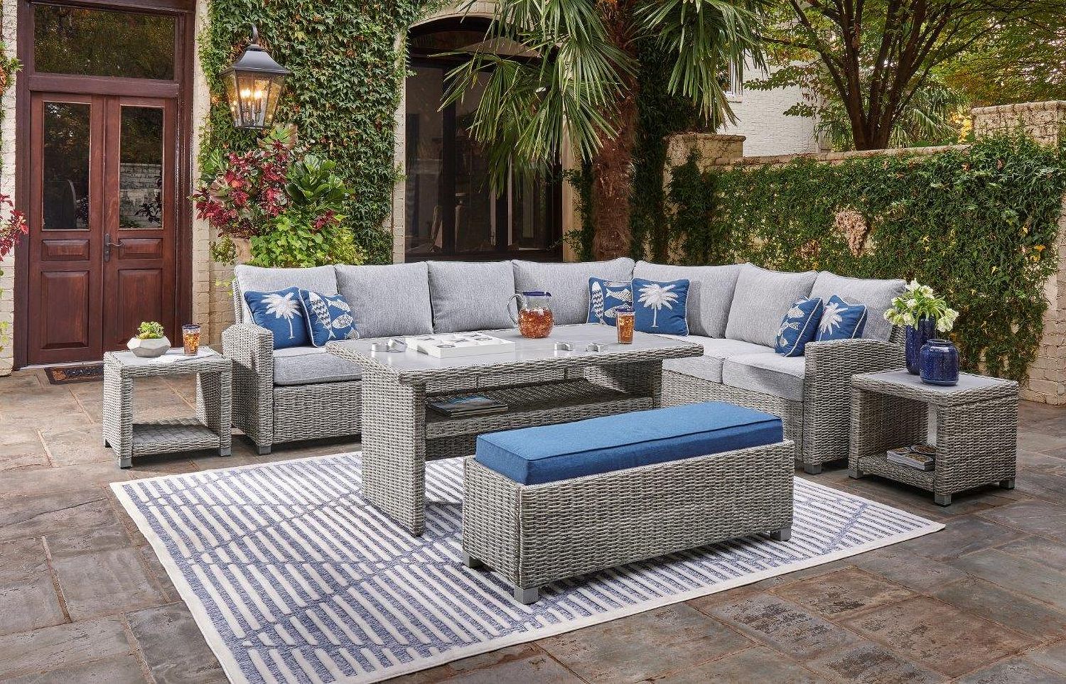 Naples Beach Light Grey And Beige Outdoor Sectional P439P1