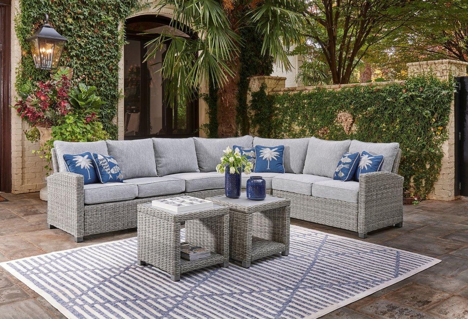 Naples Beach Light Grey And Beige Outdoor Sectional P439P1