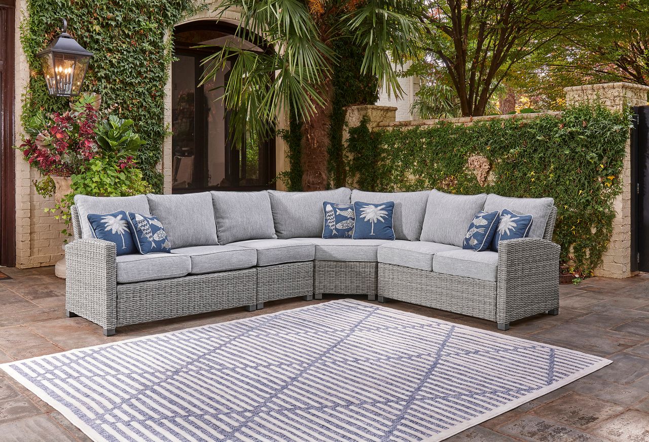 Naples Beach Light Grey And Beige Outdoor Sectional P439P1