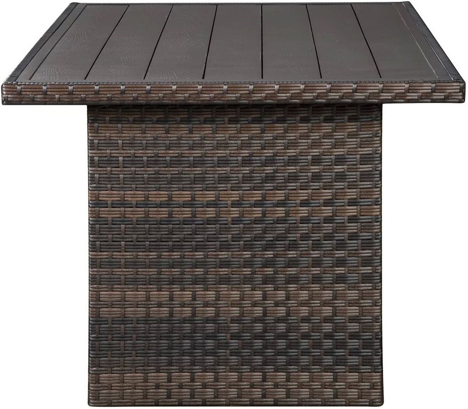Easy Isle Dark Brown And Beige Outdoor Rectangular Dining Table P455625
