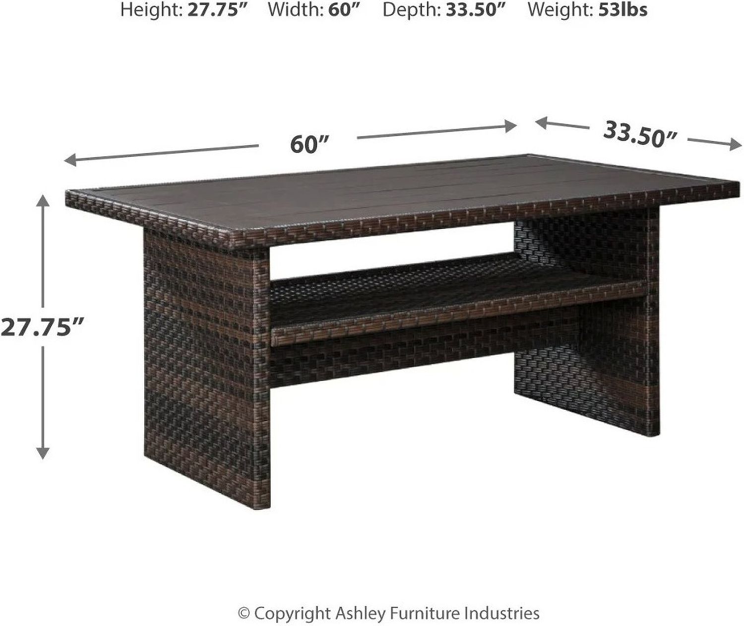 Easy Isle Dark Brown And Beige Outdoor Rectangular Dining Table P455625
