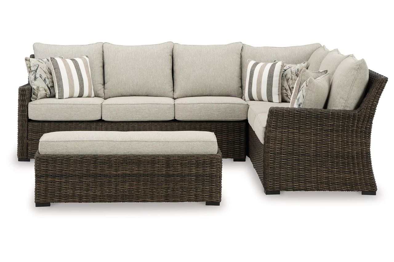 Brook Ranch Outdoor Sofa Sectional Conversation Set In Brown P465P2