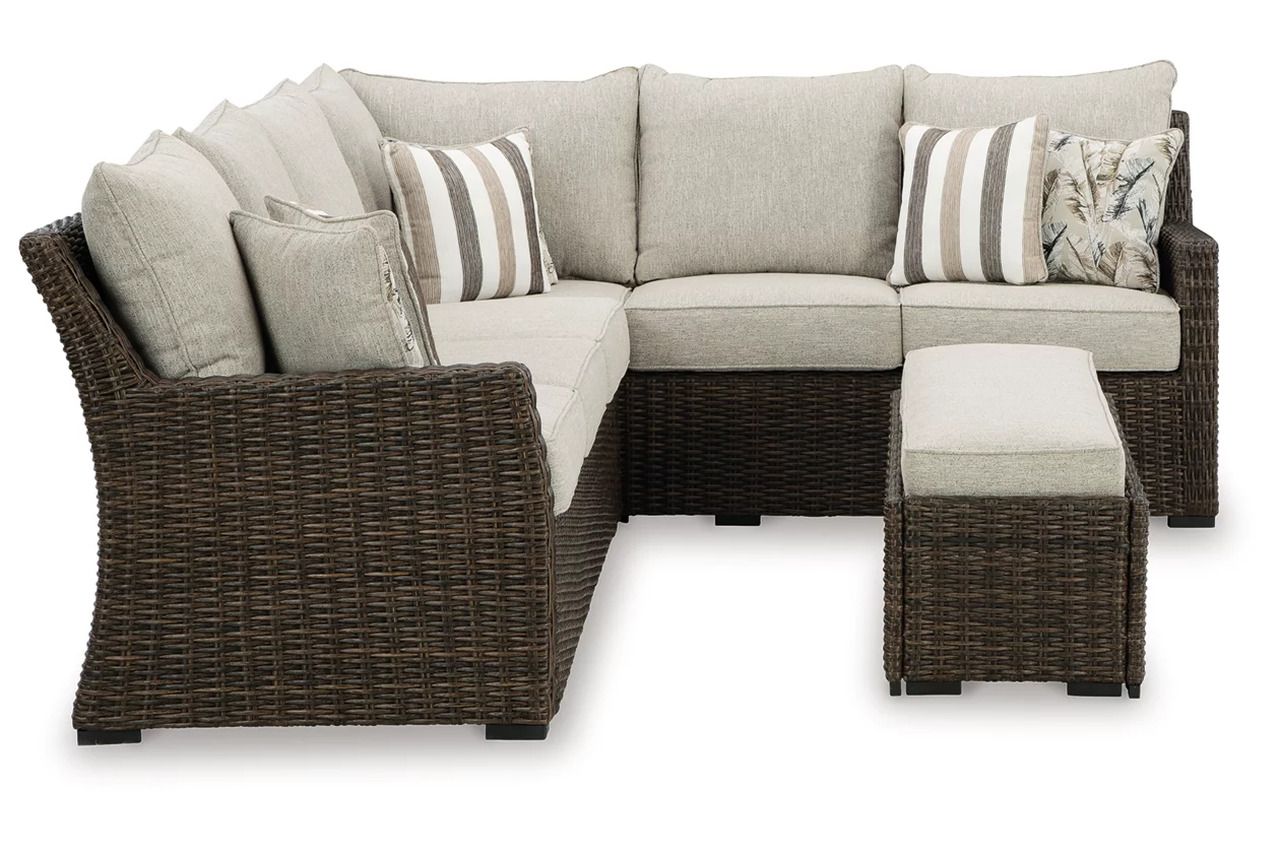 Brook Ranch Outdoor Sofa Sectional Conversation Set In Brown P465P2