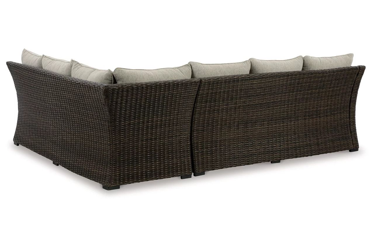 Brook Ranch Outdoor Sofa Sectional Conversation Set In Brown P465P2
