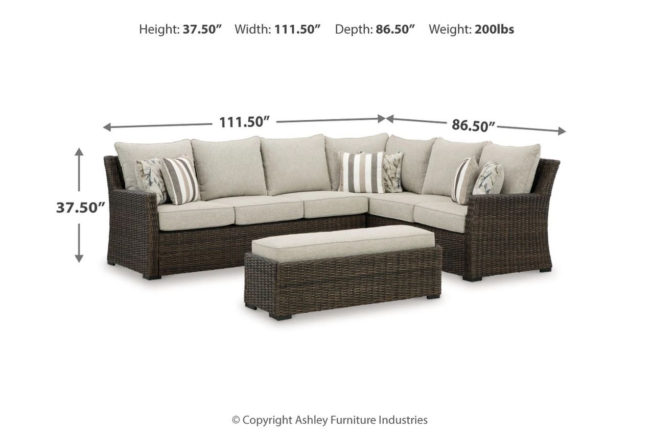 Brook Ranch Outdoor Sofa Sectional Conversation Set In Brown P465P2